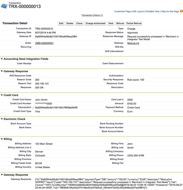 Moduslink Transactions