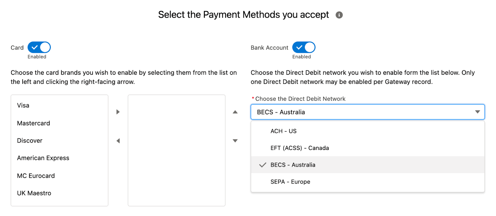 Select the Payment Methods You Accept