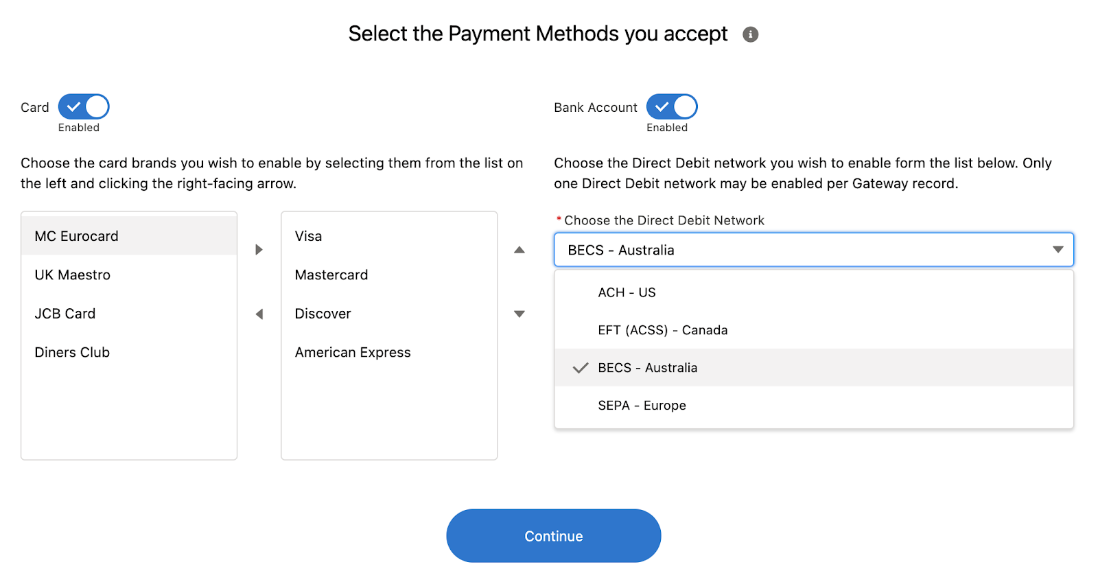 Select the Payment Methods You Accept