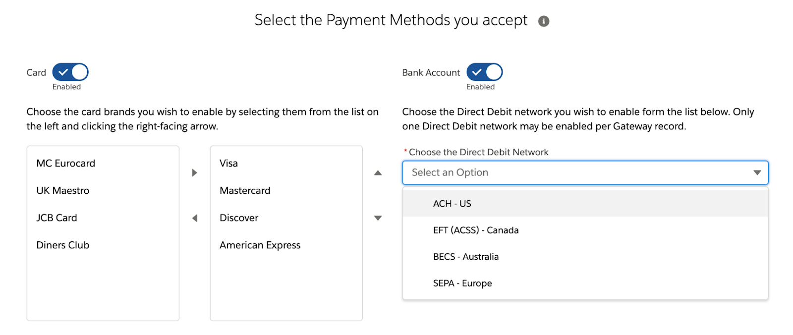 Select the Payment Methods You Accept